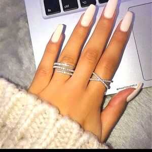 Sparkling Criss-Cross Sapphire Sterling Silver Ring - Free Shipping